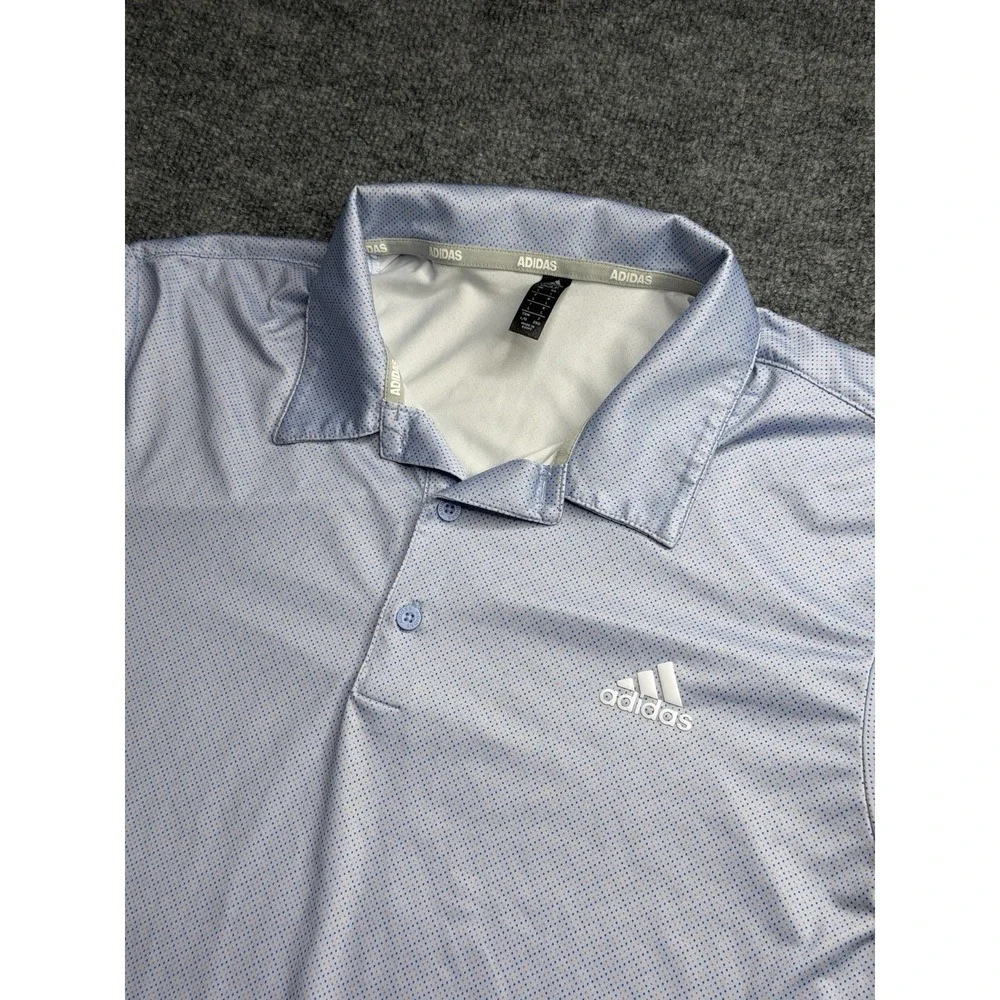 Adidas Golf Mens Performance ULT Polo Large Geometric Dot Print Athleisure Blue